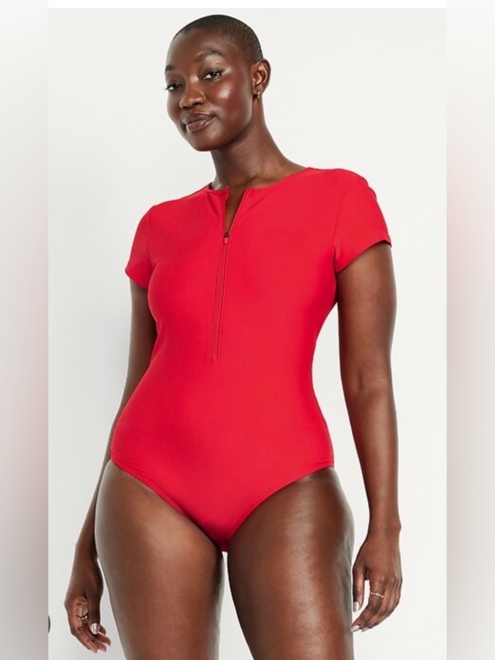 Old Navy Matte One-Piece Zip Swimsuit Summer Beach Sporty Vacation NWT Surf